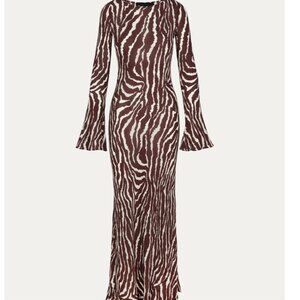 Realisation Par Brown and White Zebra Print Maxi Dress